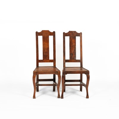 Lot 229 - A pair of yew wood hall chairs