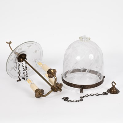 Lot 159 - An etched glass domed hall lantern