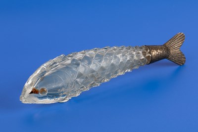 Lot 170 - A Victorian novelty silver-mounted cut glass scent bottle