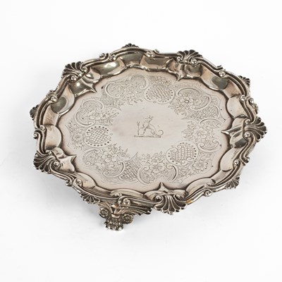 Lot 12 - A George III silver card waiter