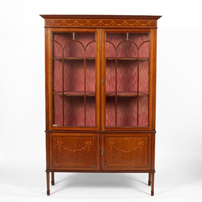 Lot 178 - An Edwardian mahogany and marquetry inlaid display cabinet