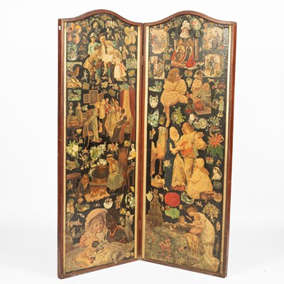 Lot 180 - An Edwardian decoupage screen