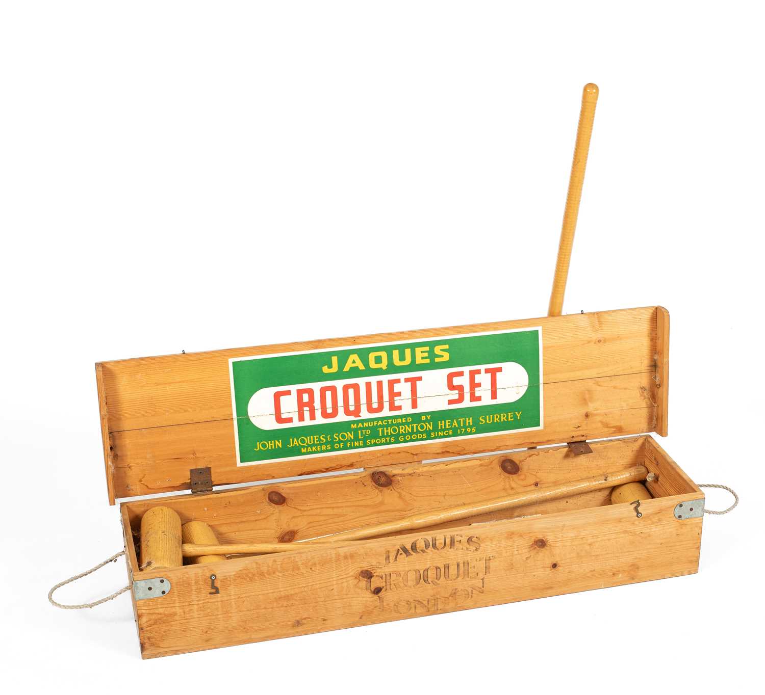 Lot 536 - A Jaques wooden cased croquet set