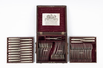 Lot A matched Georgian silver-gilt thread pattern dessert service