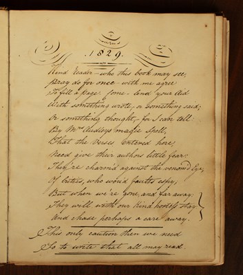 Lot 607 - A 19th Century manuscript day-book or friendship book dated 1829