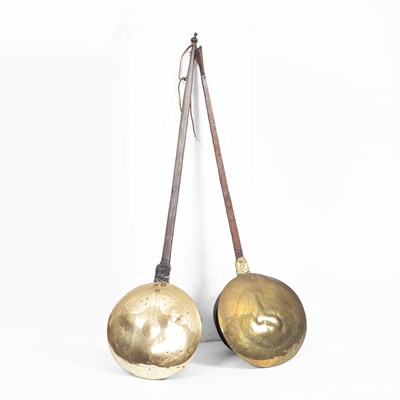 Lot 88 - Two 17th Century iron and brass bed warming pans