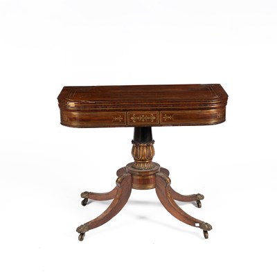 Lot 230 - A Regency rosewood and brass inlaid card table