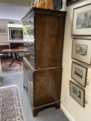Lot 84 - A George II walnut and featherbanded chest on chest