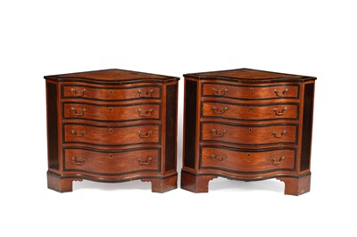 Lot 184 - A pair of Sheraton period satinwood corner commodes
