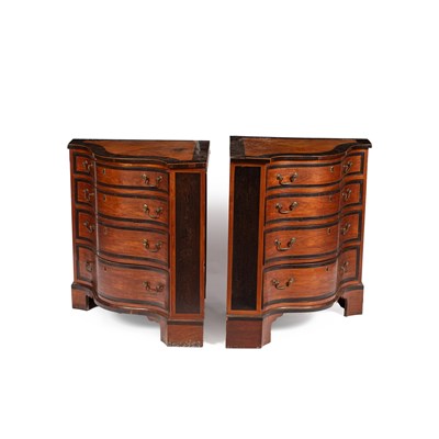 Lot 184 - A pair of Sheraton period satinwood corner commodes