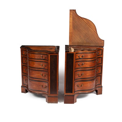 Lot 184 - A pair of Sheraton period satinwood corner commodes