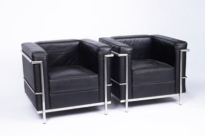 Lot 66 - A pair of LC2 style armchairs after Le Corbusier (1887 - 1965)