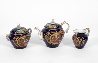 Lot 490 - Sèvres style three-piece tea set