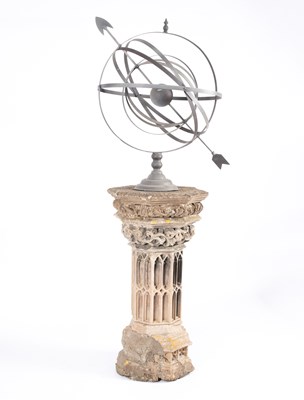 Lot 8 - An armillary sphere on a composition stone column