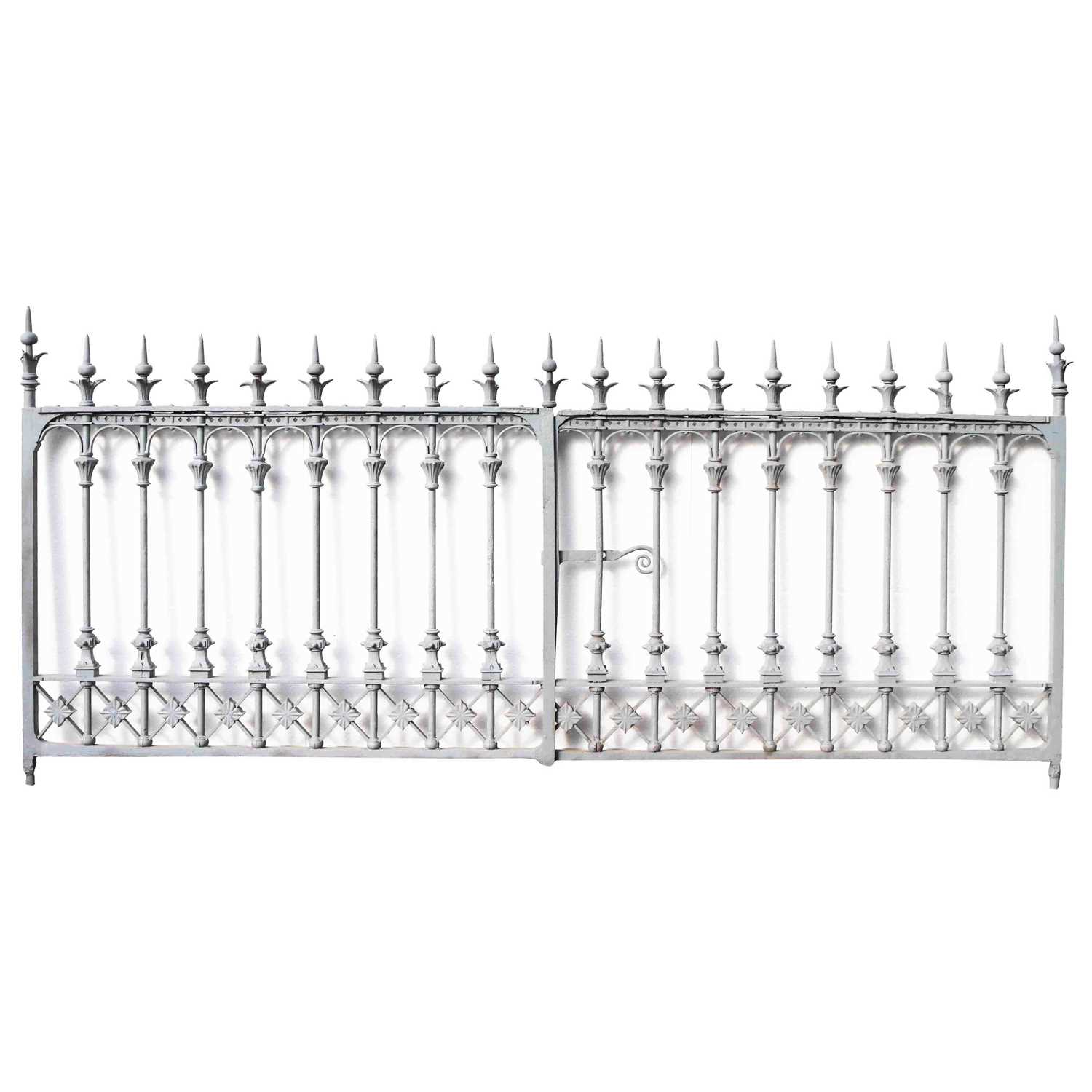 Lot 9 - A pair of 19th Century grey painted cast and wrought iron gates