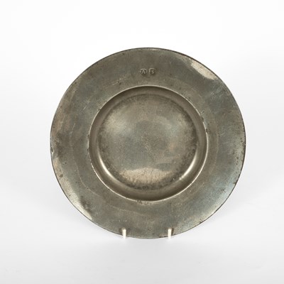 Lot 94 - A Belgian pewter broad rim plate by Maximiliaan de Vyncke of Ghent