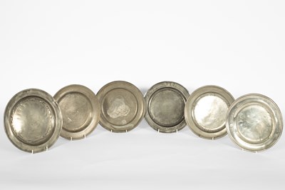 Lot 95 - Six assorted European pewter plates