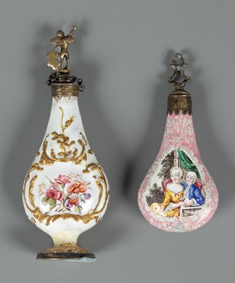Lot 420 - Two Continental enamel scent bottles