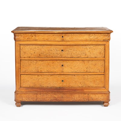 Lot 652 - A Charles X burr elm chest