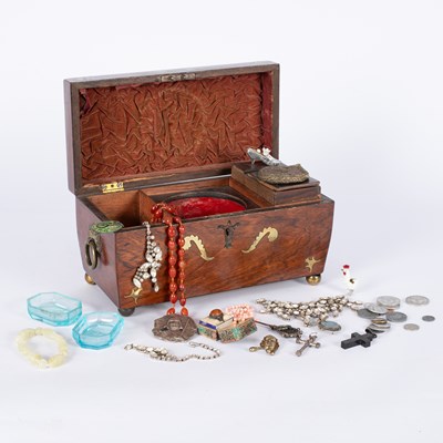 Lot 661 - A Regency brass inlaid tea caddy