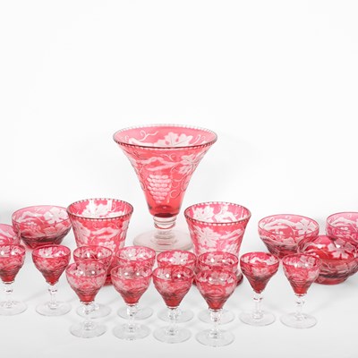Lot 500 - A suite of cranberry stained glassware