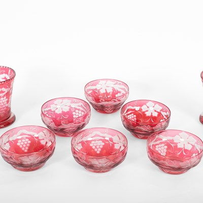 Lot 500 - A suite of cranberry stained glassware