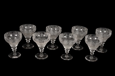 Lot 501 - A set of eight clear glass goblets