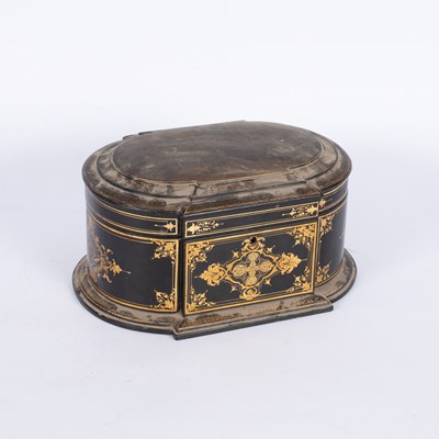 Lot 719 - A Victorian black lacquered work box