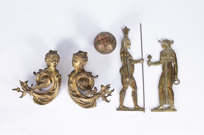 Lot 721 - A pair of gilt brass Egyptian figures