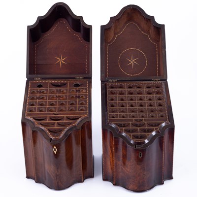 Lot 896 - Two George III mahogany knife boxes