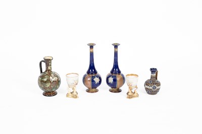 Lot 485 - A near pair of Doulton Burslem vases