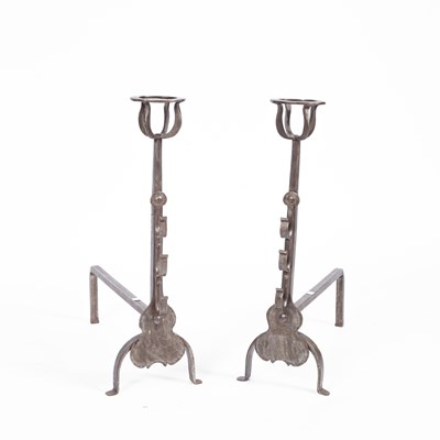 Lot 53 - A pair of iron fire dogs