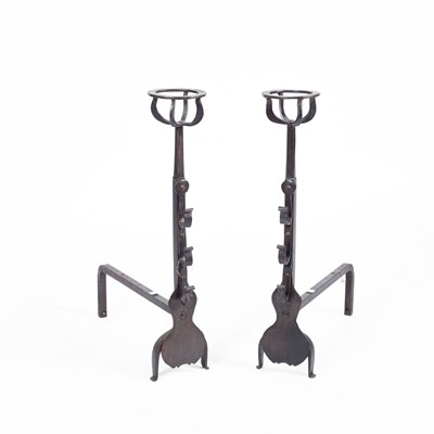 Lot 55 - A pair of iron fire dogs