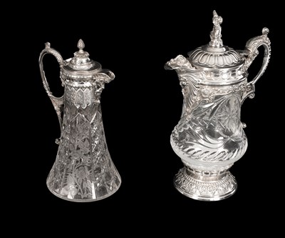 Lot 507 - A silver plate mounted claret jug
