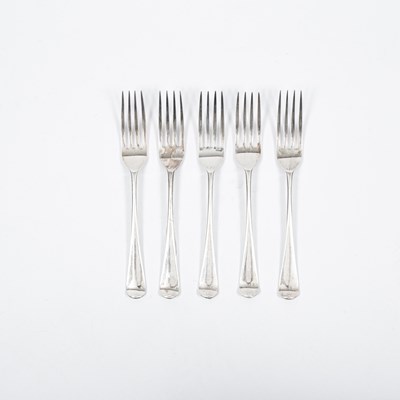 Lot 122 - A set of five George III provincial silver forks