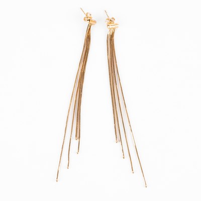 Lot 234 - A pair of 9ct yellow gold drop earrings