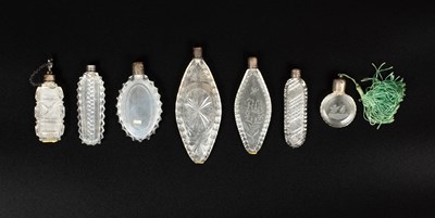 Lot 372 - Seven Georgian clear glass flattened perfume bottles