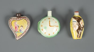 Lot 375 - Three Prattware scent bottles