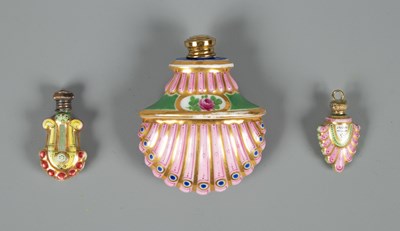 Lot 376 - Three Paris porcelain scent bottles
