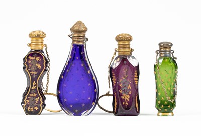 Lot 387 - Four small Georgian glass scent bottles