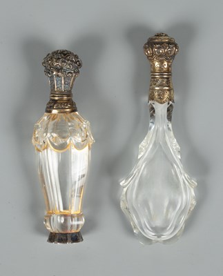 Lot 389 - Two early Victorian clear cut-glass scent bottles