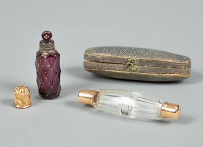 Lot 390 - Two Georgian gold-mounted scent bottles