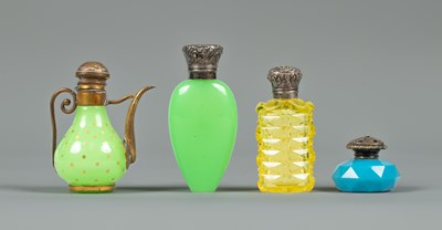 Lot 393 - Four Victorian coloured glass scent bottles