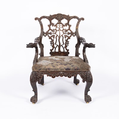 Lot 771 - A George II style mahogany armchair