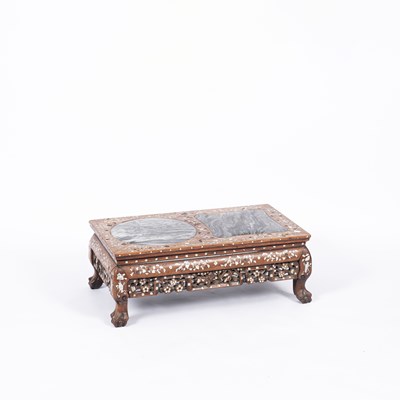 Lot 773 - A Chinese hardwood, shell and marble inlaid low table