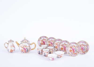 Lot 170 - A Chinese famille rose Mandarin pattern part tea set