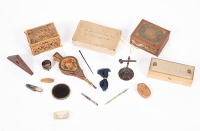 Lot 933 - A George III rolled paperwork sewing box