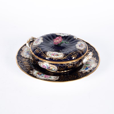 Lot 867 - A Meissen dark-blue-ground tureen and cover