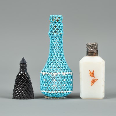 Lot 412 - A Victorian white agate scent bottle and two others