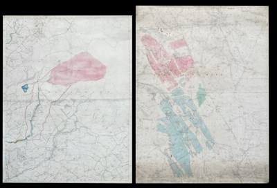 Lot 640 - Two large linen backed maps of Lancashire